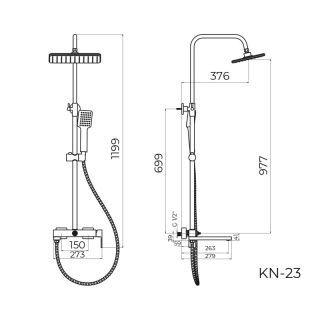 Душевая система Knotlor KN-23/BL, черный