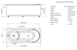 Акриловая ванна Aquatek Афродита AFR170-0000032 170х70 см слив слева с фронтальным экраном сборно-разборный сварной каркас