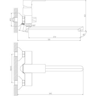 Смеситель для ванны Decoroom с ручным душем хром DR36043