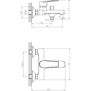 Смеситель для ванны Decoroom с ручным душем хром DR23036