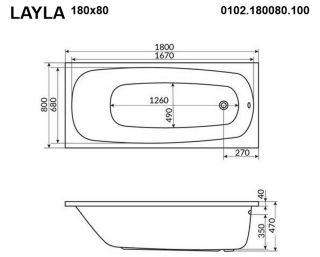Гидромассажная ванна Whitecross Layla 0102.180080.100.LINE.GL 180x80см Line золото