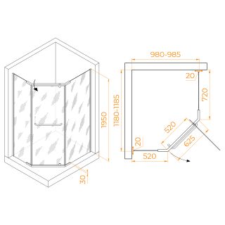 Душевой уголок RGW PA-091 35089102-11 100x120см хром