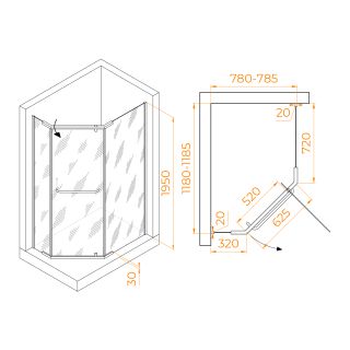 Душевой уголок RGW PA-091 35089182-11 80x120см хром