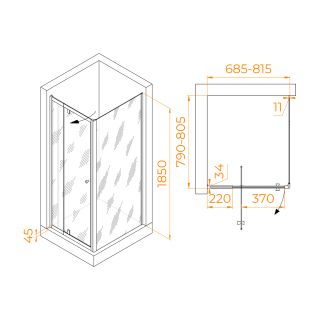 Душевой уголок RGW PA-44 (PA-02 + Z-050-1) 41084478-011 70x80см хром
