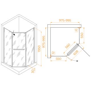 Душевой уголок RGW PA-82 41088200-11 100x100см хром