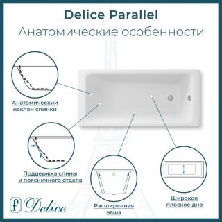 Ванна чугунная Delice Parallel DLR220504-AS 160x70