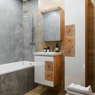 Зеркальный шкаф с подсветкой Бриклаер Форест 4627125414701 50 см дуб золотой/антрацит