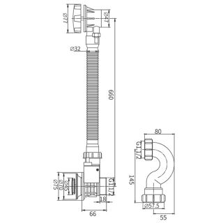 Слив-перелив для ванны полуавтомат Frap F68