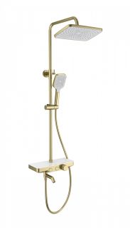 Душевая стойка Wonzon & Woghand WW-B3099-A-BG с термостатом брашированное золото