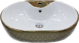 Раковина накладная Laguraty 7100 H 60см золотой декор