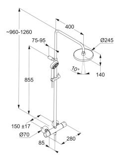 Душевая стойка Kludi Logo 68082N5-00 с термостатом брашированный никель