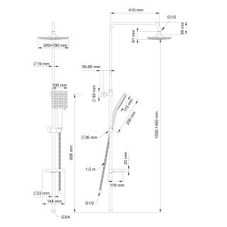 Душевая стойка Swedbe Hermes 9092 с термостатическим смесителем для душа хром