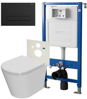 Сет Point PN48071BM: инсталляция Point Элемент PN45120 клавиша Point Меркурий чёрный матовый PN44831BM унитаз Point Виктория PN41061