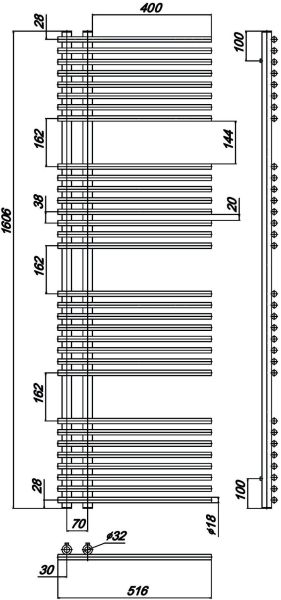 Ravak Полотенцесушитель Водяной Style 500 x 1600_W (м/о 70 мм)