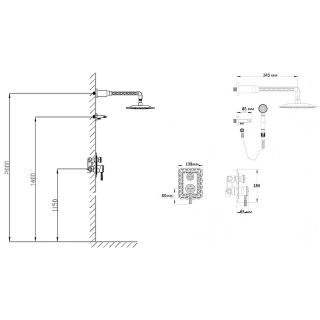 Душевая система встраиваемая Bronze de Luxe WINDSOR 10138DF, бронза