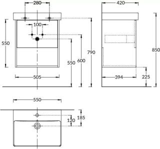 Тумба под раковину Kerama Marazzi Pro PRO.55.1\OLM 55 см вяз швейцарский