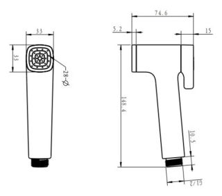 Гигиеническая лейка Rose RH83T оружейная сталь