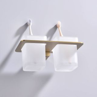 Стакан для ванной комнаты Raglo R301.08.03 двойной золотой сатин