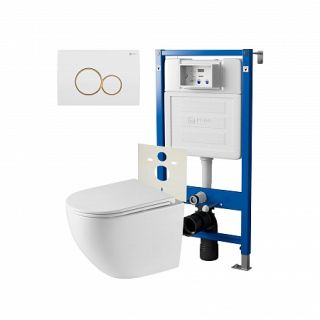 Комплект унитаза с инсталляцией Point Элемент PN48249WG с сиденьем Микролифт
