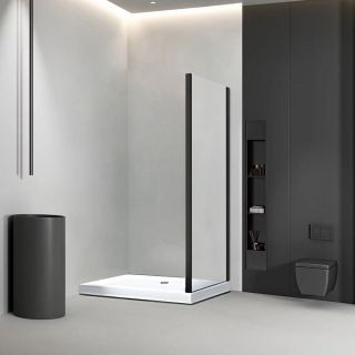 Боковая панель Veconi KP-01B, 700х1850 , черный, стекло прозрачное