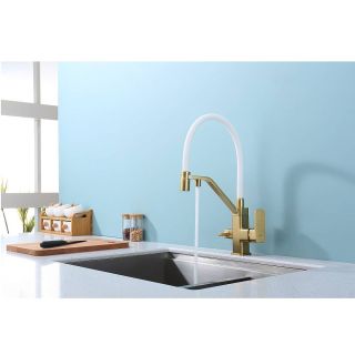 Смеситель Raglo R85.62.03 для кухни с подключением фильтра золотой сатин