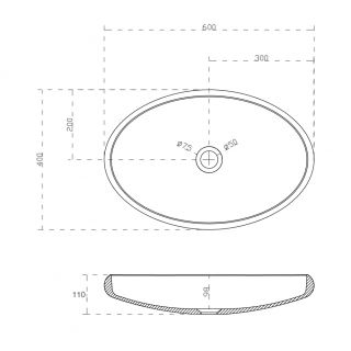 Раковина ABBER Stein AS2614 60см белый матовый