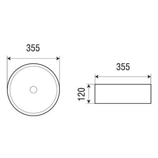 Раковина накладная Azario 35.5х35.5х12 фаянс, цвет Серый матовый (AZ3134MFG)