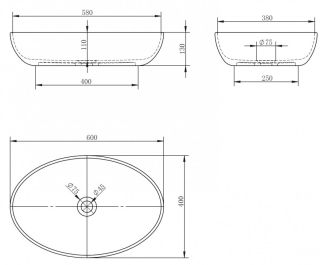Раковина ABBER Kristall 60см чёрный AT2801Onyx