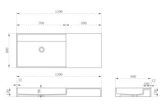 Подвесная раковина ABBER Stein AS2628 120см белый матовый
