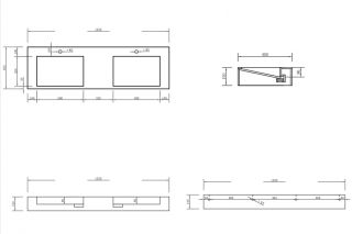 Подвесная раковина ABBER Stein AS2643-1.5 двойная 152см белый матовый