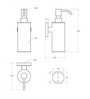 Диспенсер для мыла подвесной CEZARES RELAX-SOIS-M-NOP черный