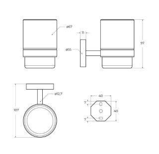 Стакан для ванной Cezares Relax TUMS-GM настенный, вороненая сталь