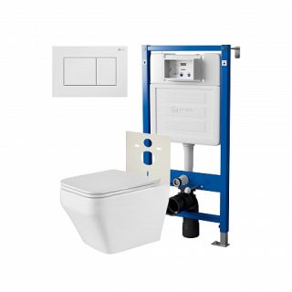 Комплект унитаза с инсталляцией Point Элемент PN48226W с сиденьем Микролифт