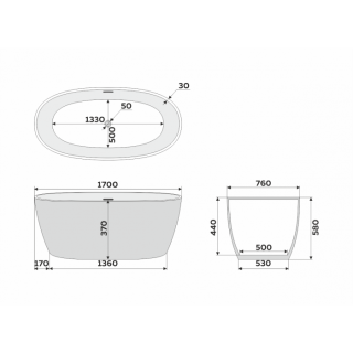 Ванна акриловая Delice Rondo DLR440104W 170х76 блая матовая