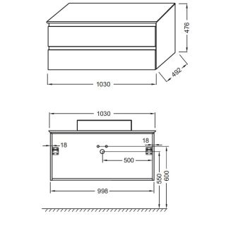 Тумба под раковину Jacob Delafon Madeleine EB2084-J53 100 см со столешницей и светодиодной подсветкой чёрный матовый лак