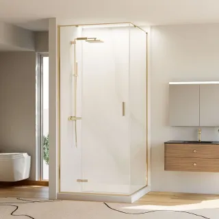 Душевой уголок Veconi Rovigo RV-073G, 1200х900х1950, золото брашинг, прозрачное стекло