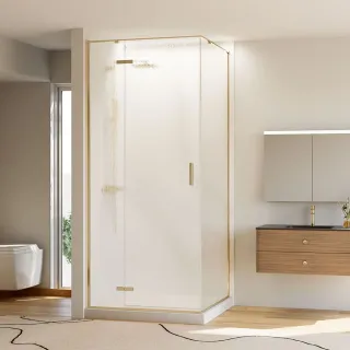 Душевой уголок Veconi Rovigo RV-073RG/L, 1000х800х1950, золото брашинг, стекло дождь