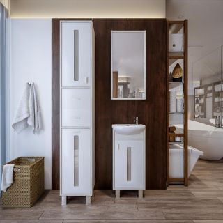 Зеркальный шкаф Бриклаер Бали 4627125412134 правый 40 см лиственница/белый