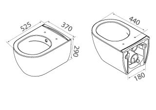 Подвесной унитаз Boheme Bianca 963-SET-2-MW безободковый с функцией биде белый матовый