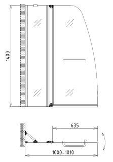Шторка на ванну GEMY S03201 100x140