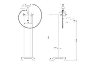 Напольный смеситель для ванны Wonzon & Woghand Retro WW-88649020-CR хром