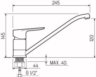 Смеситель для кухни РМС SL131-004F-25 хром