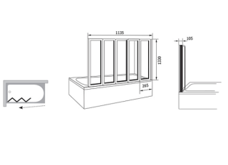 Шторка на ванну Ravak Supernova VS5 794E010041 Rain профиль белый