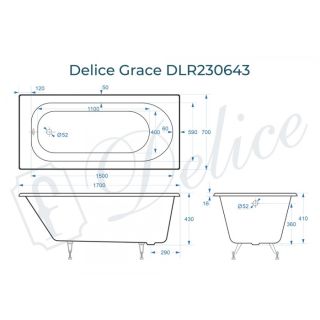 Ванна чугунная Delice Grace DLR230643 170х70