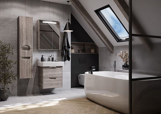 Шкаф-колонна Акватон Сильва левый дуб фьорд 1A215603SIW6L