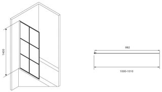 Шторка на ванну ABBER Immer Offen AG72100B 100см чёрный