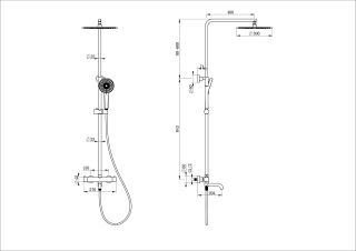 Душевая стойка Wonzon & Woghand WW-88739903-CR с термостатом хром