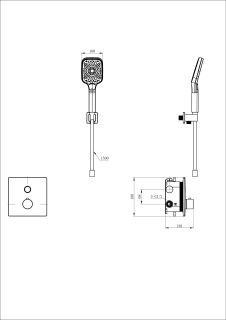 Встраиваемый смеситель для душа Wonzon & Woghand WW-D1017-B-BGG с термостатом тёмный графит