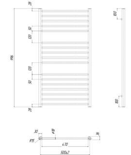 Ravak Полотенцесушитель Водяной Norma 500 x 1000_W