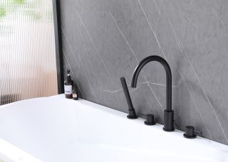 Смеситель на борт ванны ABBER Wasser Kreis AF8113B чёрный матовый